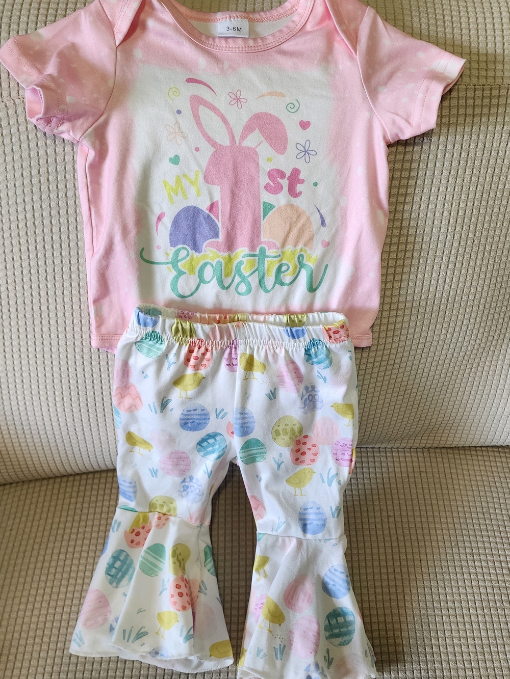 Baby Pink "My 1st Easter" Outfit 3-6M.